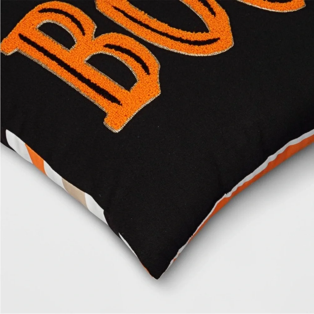Hyde & EEK! Boutique Reversible BOO Throw Pillow Stripes